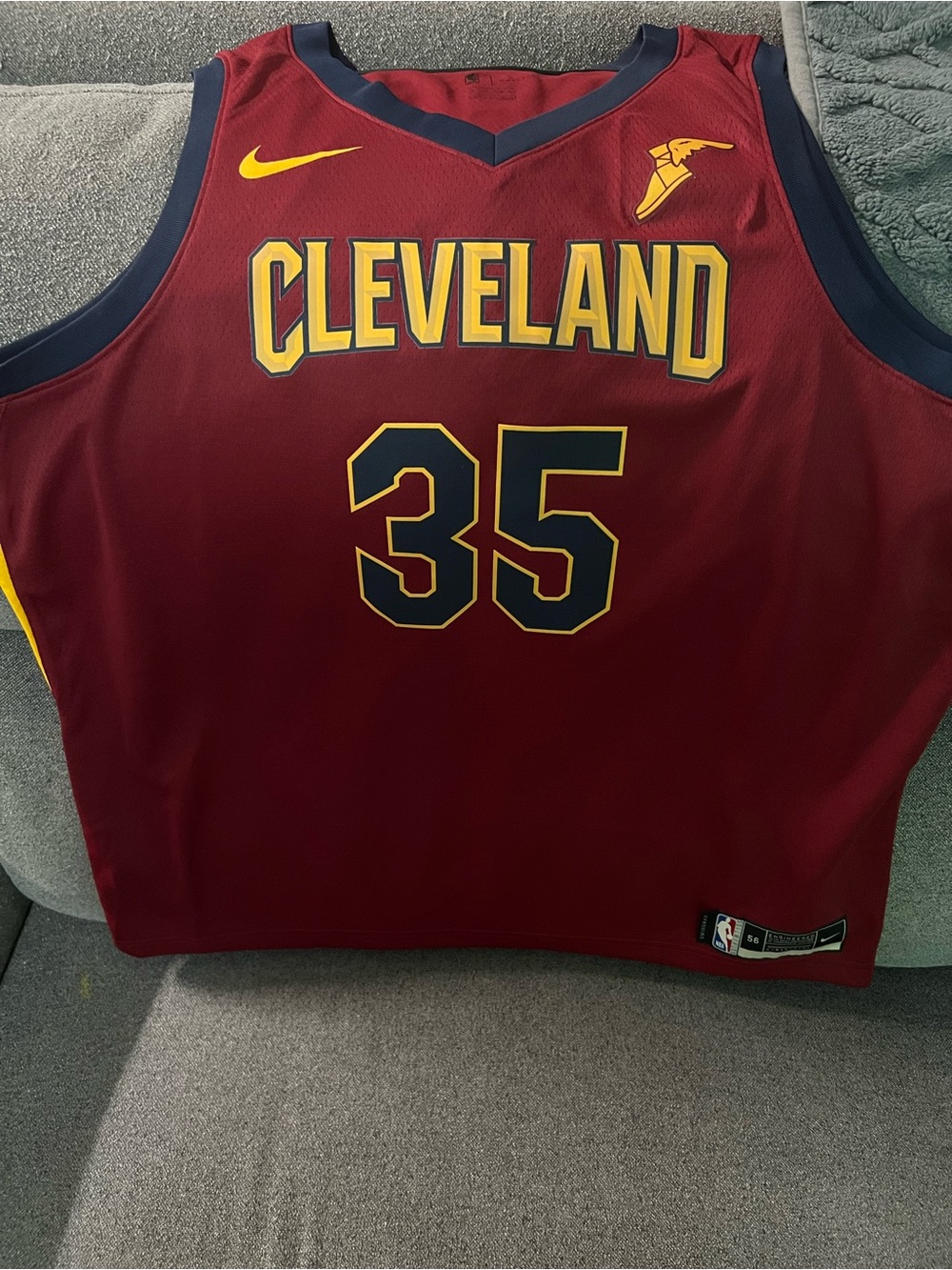 Nike Cleveland Maroon and Yellow Basketball Jersey #35